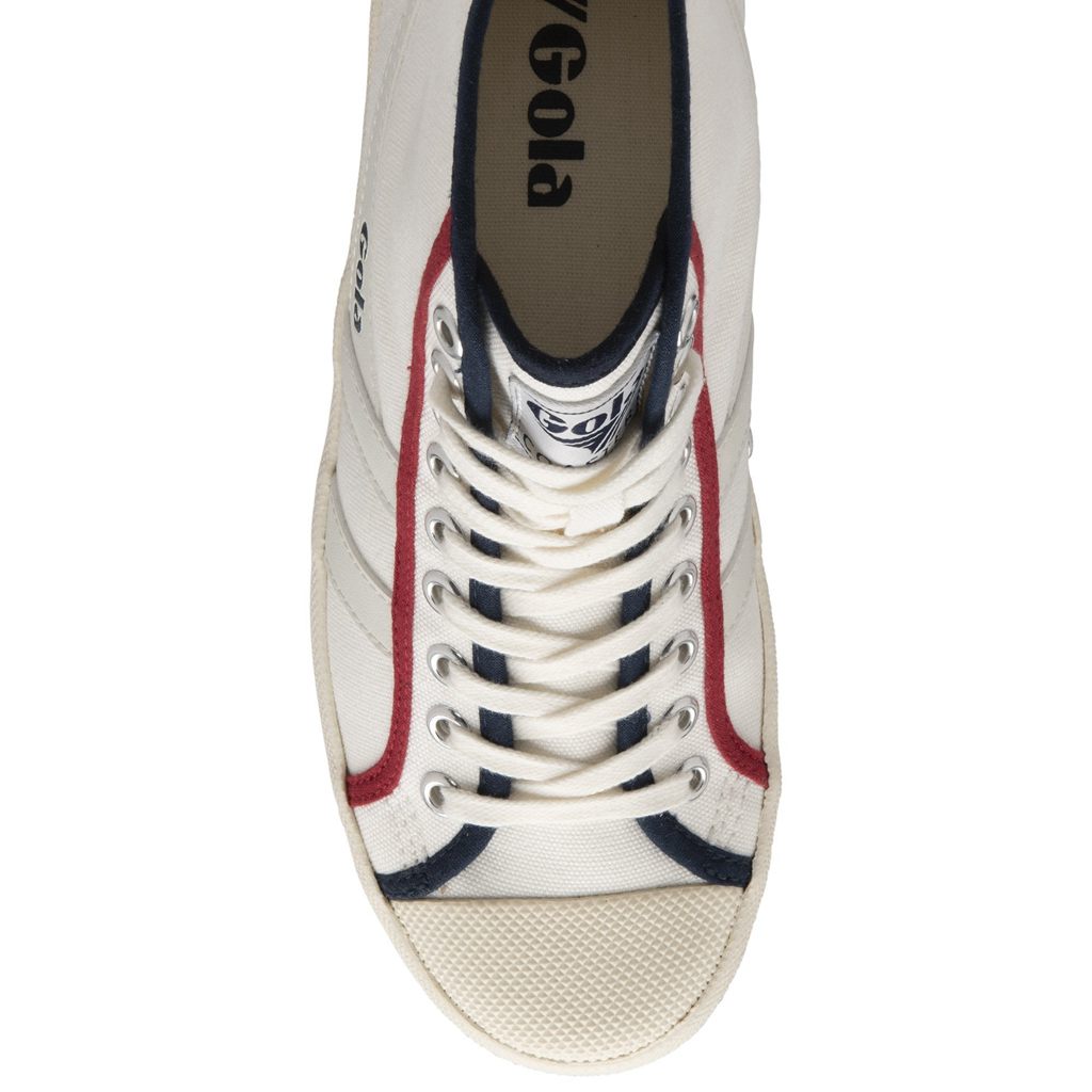 Gola Vegan Classics Coaster Smash High Shoes Bílé Tmavě Blankyt Tmavě Červené CZ | ISEU-15672