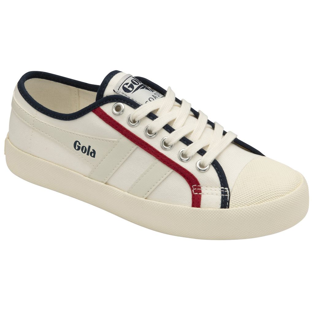 Gola Vegan Classics Coaster Smash Shoes Bílé Tmavě Blankyt Tmavě Červené CZ | BPDR-86241