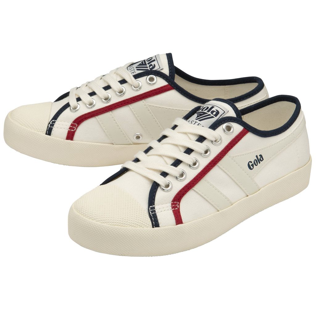 Gola Vegan Classics Coaster Smash Shoes Bílé Tmavě Blankyt Tmavě Červené CZ | BPDR-86241