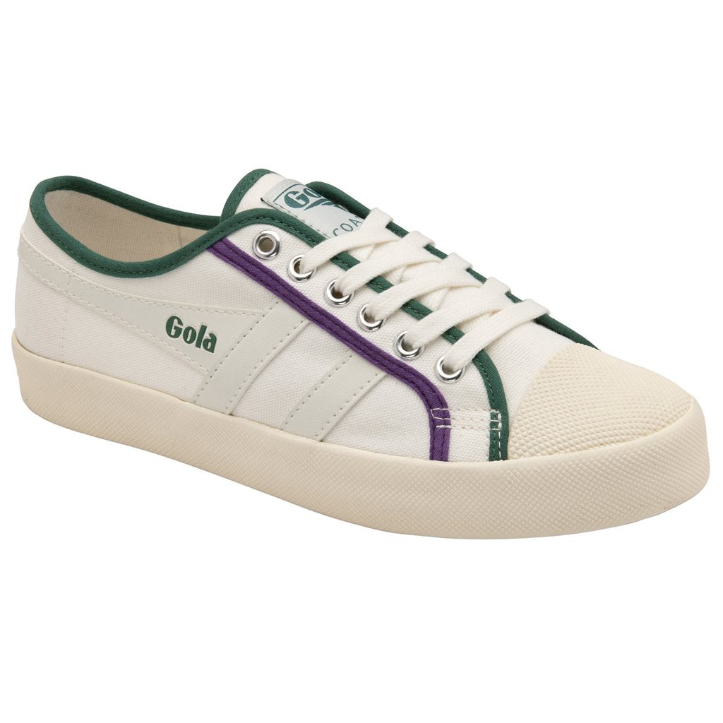 Gola Vegan Classics Coaster Smash Shoes Bílé Tmavě Zelene Fialové CZ | QZIT-83079