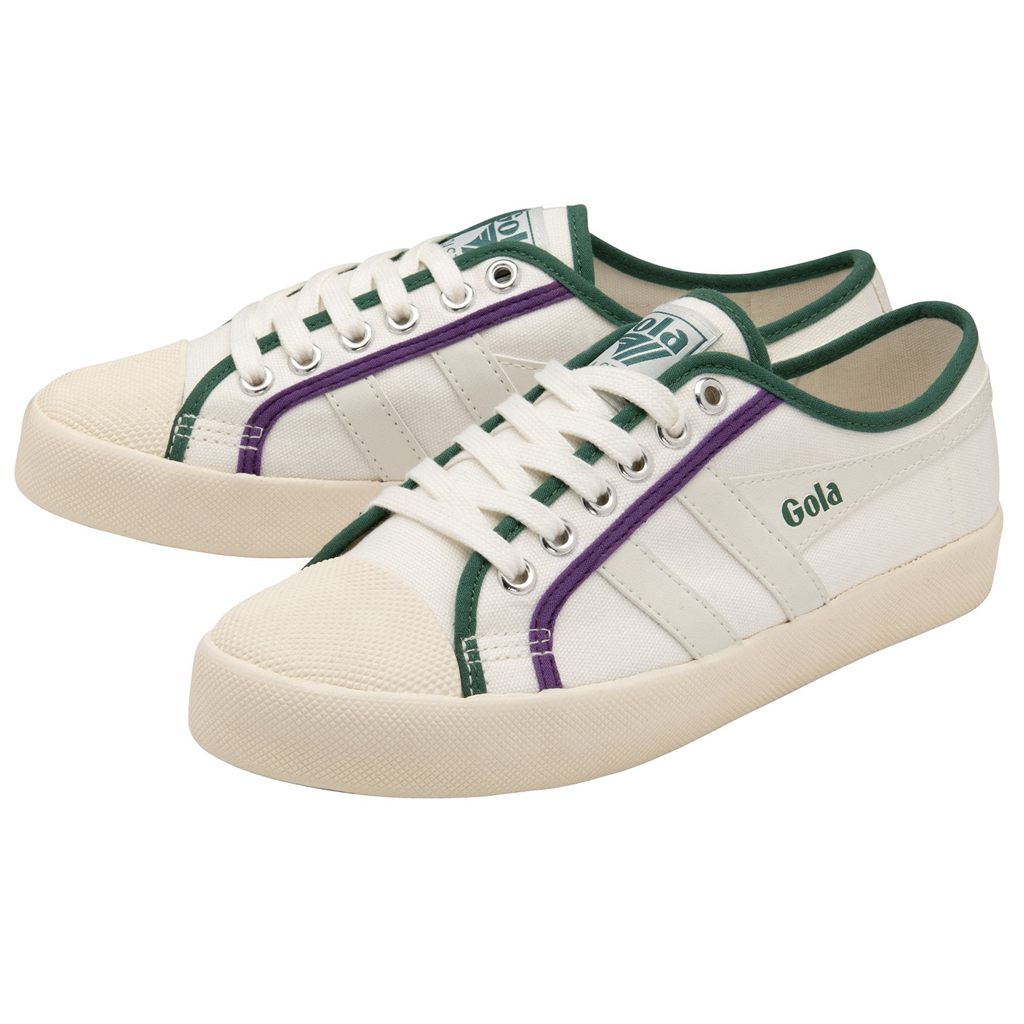 Gola Vegan Classics Coaster Smash Shoes Bílé Tmavě Zelene Fialové CZ | QZIT-83079