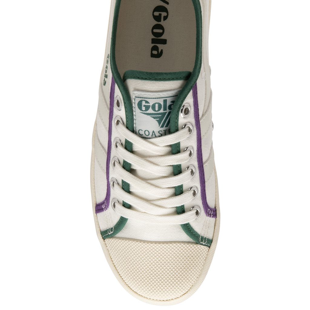 Gola Vegan Classics Coaster Smash Shoes Bílé Tmavě Zelene Fialové CZ | QZIT-83079