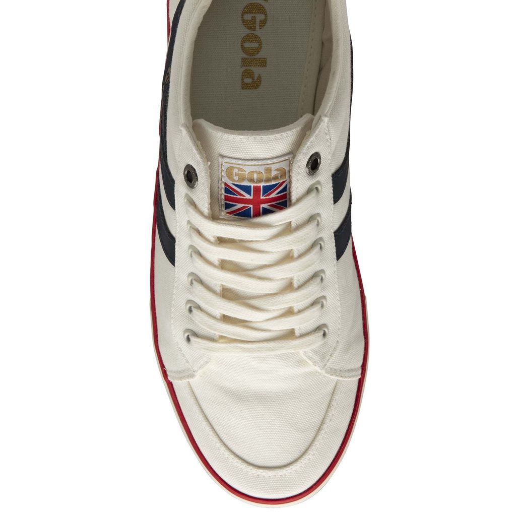 Gola Vegan Classics Comet Plimsoll Sneakers Bílé Tmavě Blankyt Červené CZ | FCVH-39726