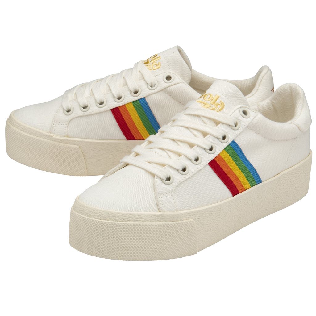 Gola Vegan Classics Orchid Platform Rainbow Shoes Bílé CZ | ZMAY-13720