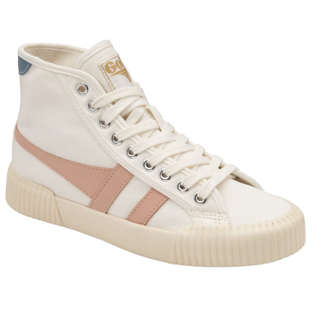 Gola Vegan Classics Rally High Plimsoll Sneakers Bílé Růžové CZ | KQPT-47916