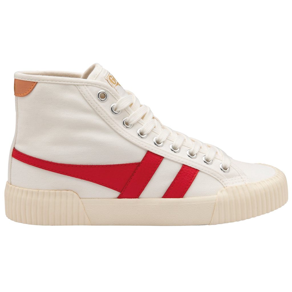 Gola Vegan Classics Rally High Plimsoll Sneakers Bílé Červené Meruňka CZ | MLPJ-57016
