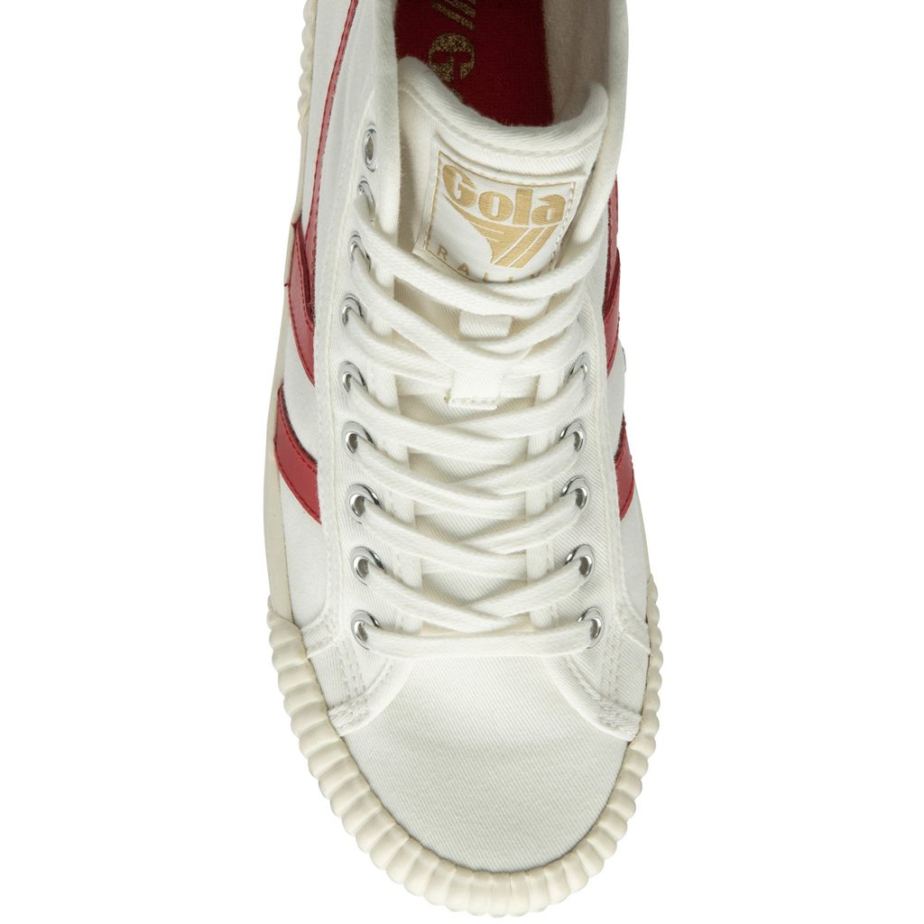 Gola Vegan Classics Rally High Plimsoll Sneakers Bílé Červené Meruňka CZ | MLPJ-57016