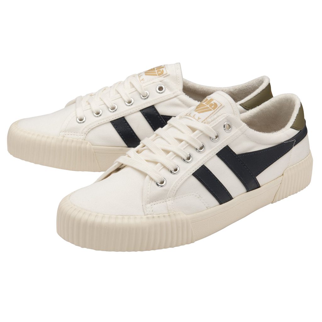 Gola Vegan Classics Rally Plimsoll Sneakers Bílé Tmavě Blankyt Hnědožlutý CZ | QWFD-86530