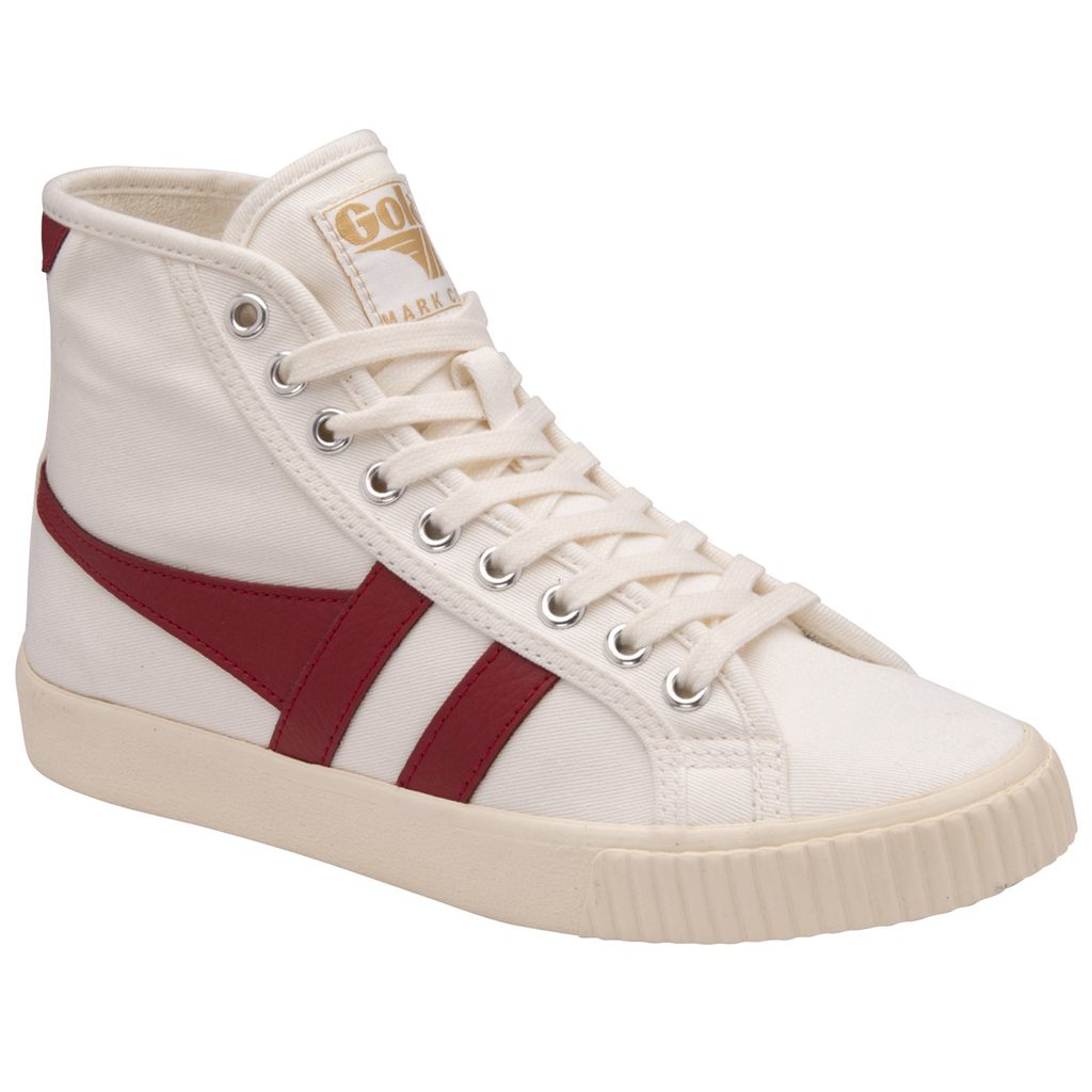 Gola Vegan Classics Tennis Mark Cox High Sneakers Bílé Tmavě Červené CZ | TAMX-84195