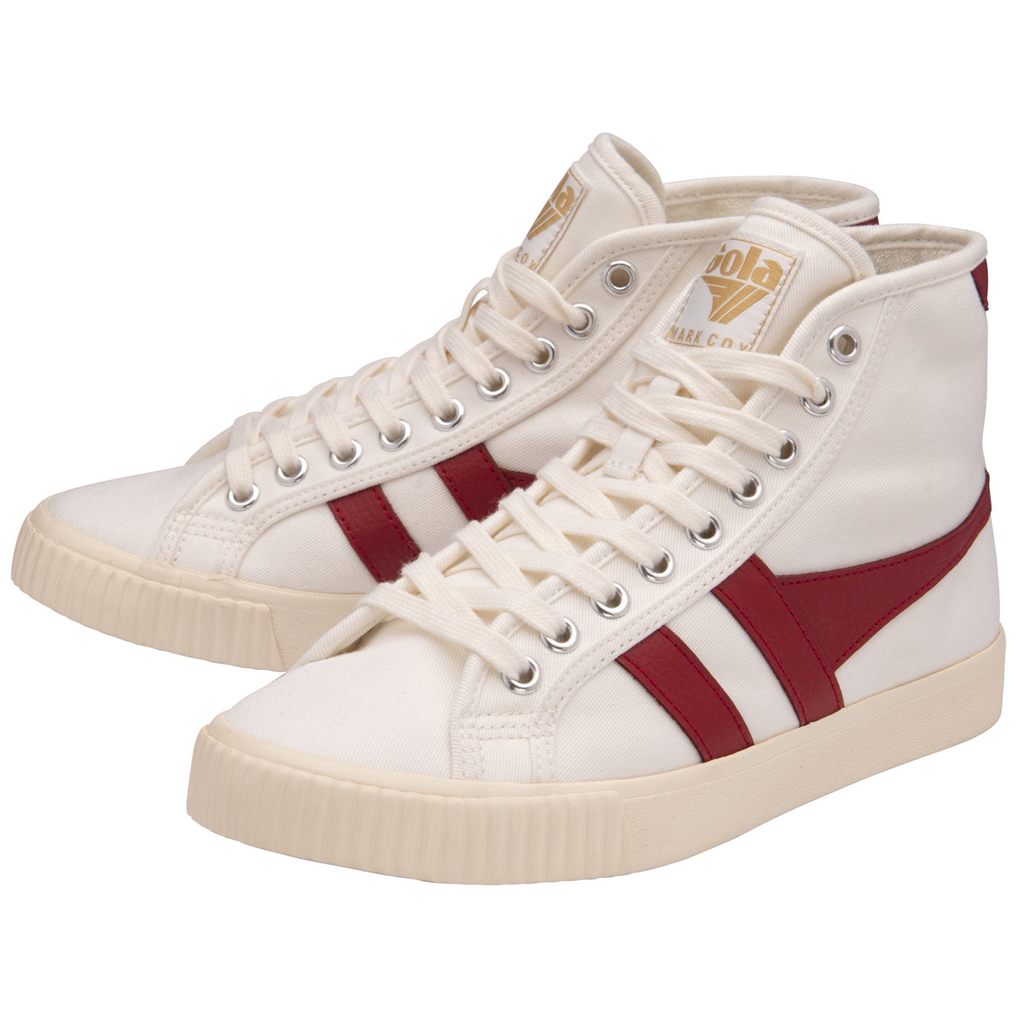 Gola Vegan Classics Tennis Mark Cox High Sneakers Bílé Tmavě Červené CZ | TAMX-84195