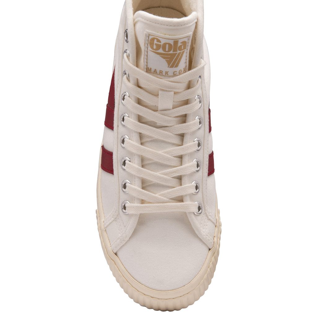 Gola Vegan Classics Tennis Mark Cox High Sneakers Bílé Tmavě Červené CZ | TAMX-84195